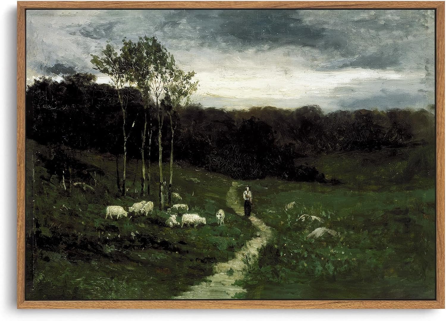 OIQArtOIQ Framed Canvas Wall Art,Vintage Decor,Landscape Nature Country Wildflower Paintings Farmhouse Pictures Modern Artwork Rustic Fall Flower Prints Cottagecore Office Living Room Bedroom Bathroom