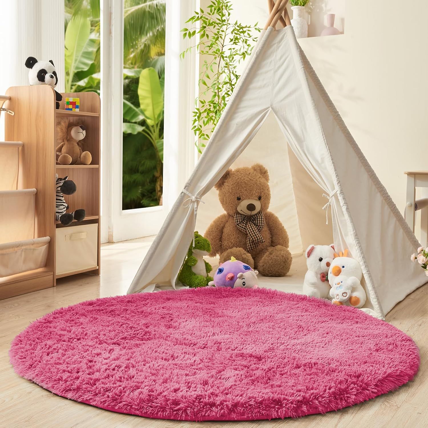 OPPODREAM 9x12 Pink Rugs for Bedroom, Ultra-Soft Fluffy Area Rugs for Living Room, 9 x 12 Shag Carpet for Nursery, Kids, Girl, Boy, Baby, Plush, Fuzzy, Shaggy, Cute Home Decor