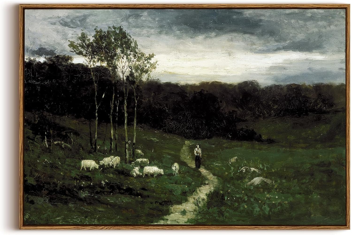 OIQArtOIQ Framed Canvas Wall Art,Vintage Decor,Landscape Nature Country Wildflower Paintings Farmhouse Pictures Modern Artwork Rustic Fall Flower Prints Cottagecore Office Living Room Bedroom Bathroom