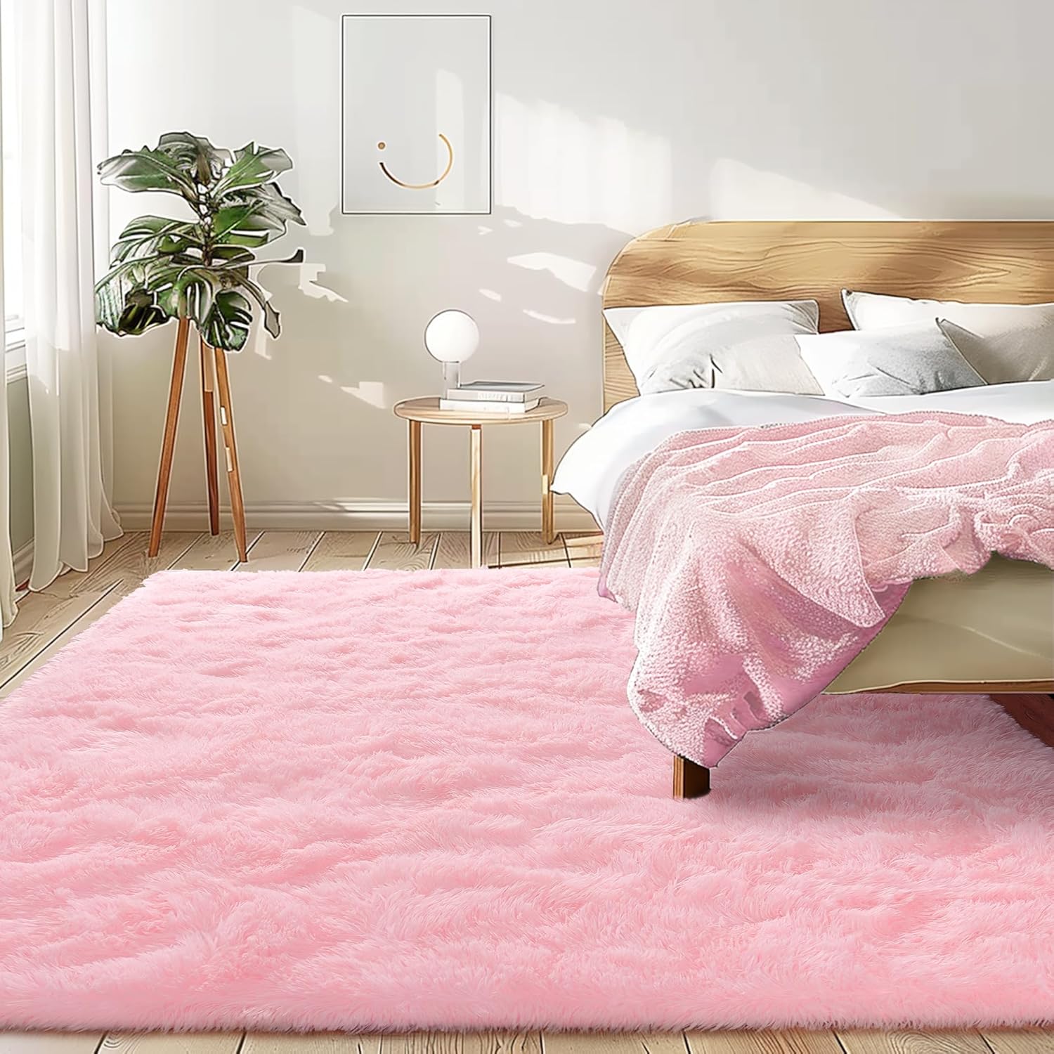 Awaytail Fluffy Area Rug 9x12 Living Room, Hot Pink Rugs for Bedroom Girls, Extra Large Rug Big Carpet 9 by 12 Fuschia