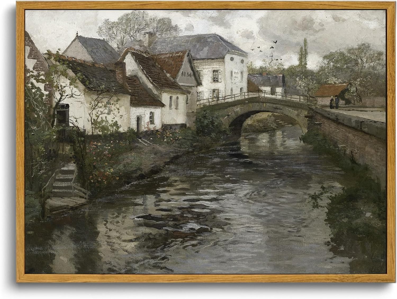 OIQArtOIQ Framed Canvas Wall Art,Vintage Decor,Landscape Nature Country Wildflower Paintings Farmhouse Pictures Modern Artwork Rustic Fall Flower Prints Cottagecore Office Living Room Bedroom Bathroom