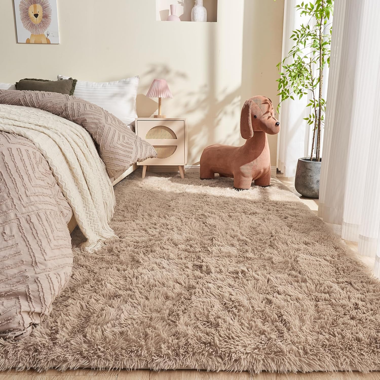 OPPODREAM 9x12 Pink Rugs for Bedroom, Ultra-Soft Fluffy Area Rugs for Living Room, 9 x 12 Shag Carpet for Nursery, Kids, Girl, Boy, Baby, Plush, Fuzzy, Shaggy, Cute Home Decor