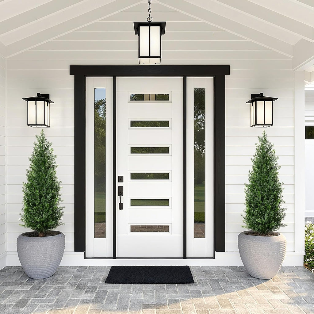 3FT Artificial Cedar Topiary Trees with Ground Spike, Set of 2 UV Resistant Fake Evergreen Bushes Shrubs Trees Artificial Plants Realistic Faux Cypress Plants for Indoor Outdoor Front Porch Garden