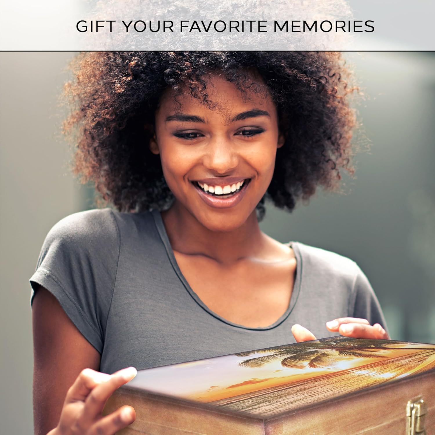 GUYTRENDz Stained Wooden Keepsake Box, Large Memory Box for Keepsakes, Decorative Storage Box for Memories, Jewelry, & Photos, Memorial Boxes for Men & Women