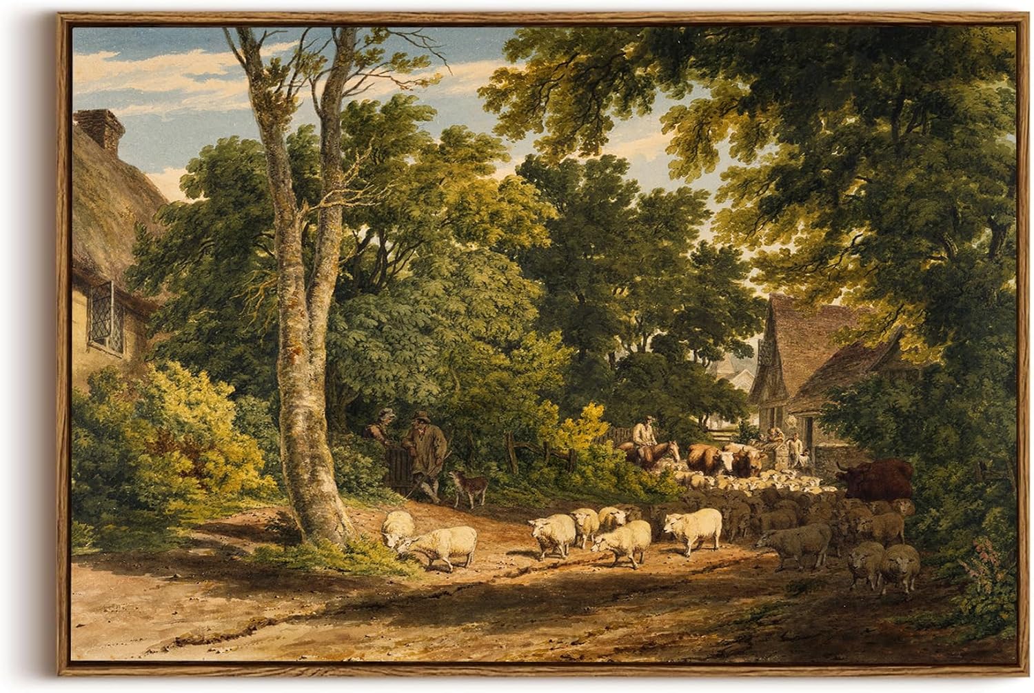 OIQArtOIQ Framed Canvas Wall Art,Vintage Decor,Landscape Nature Country Wildflower Paintings Farmhouse Pictures Modern Artwork Rustic Fall Flower Prints Cottagecore Office Living Room Bedroom Bathroom