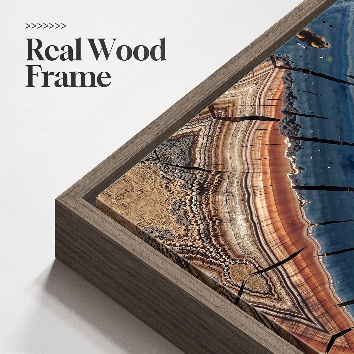 Framed Vertical Colorful Tree Ring Living Room Wall Art, Large Vintage Farmhouse Wood Stump Canvas Artwork for Walls, Rustic Nature Tree Ring Painting Print for Office Kitchen Foyer Stair Wall Decor, 20x40 Inch