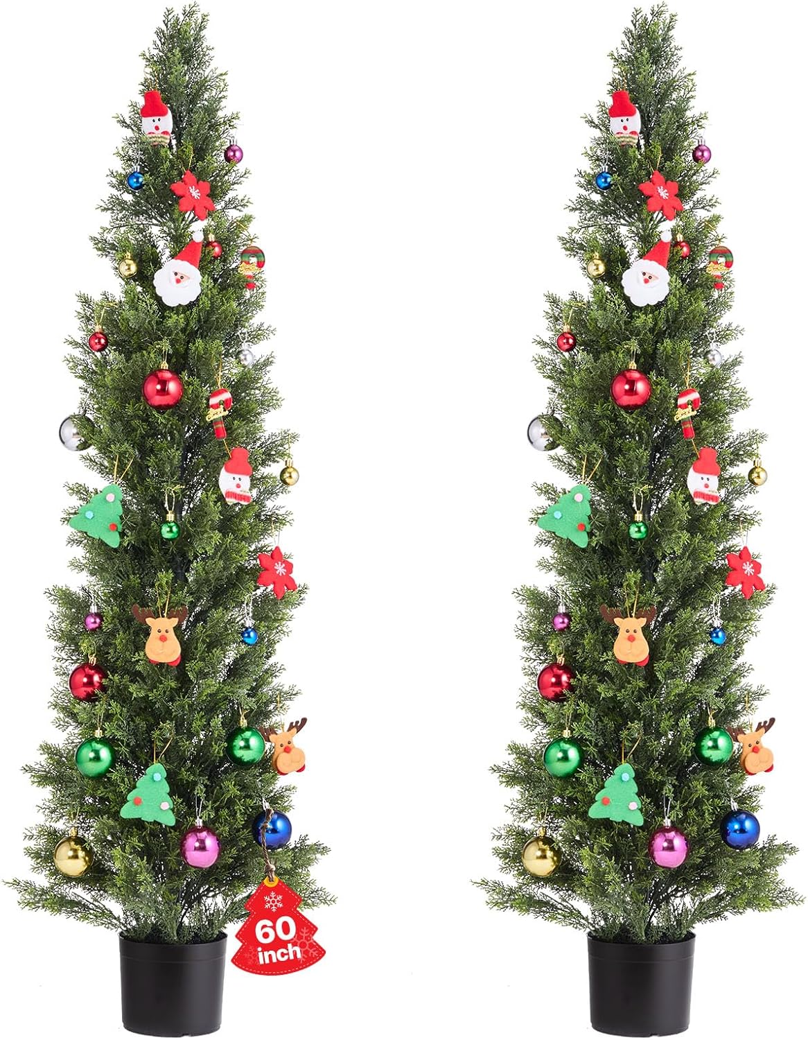 VEVOR Artificial Cedar Topiary Trees, 48 inch 2 Set Faux Pine Shrubs Plants, Fake Silk Tree Look Real, Easy Assembly for Decor Front Porch Outdoor Patio Garden Balcony Backyard Indoor Office