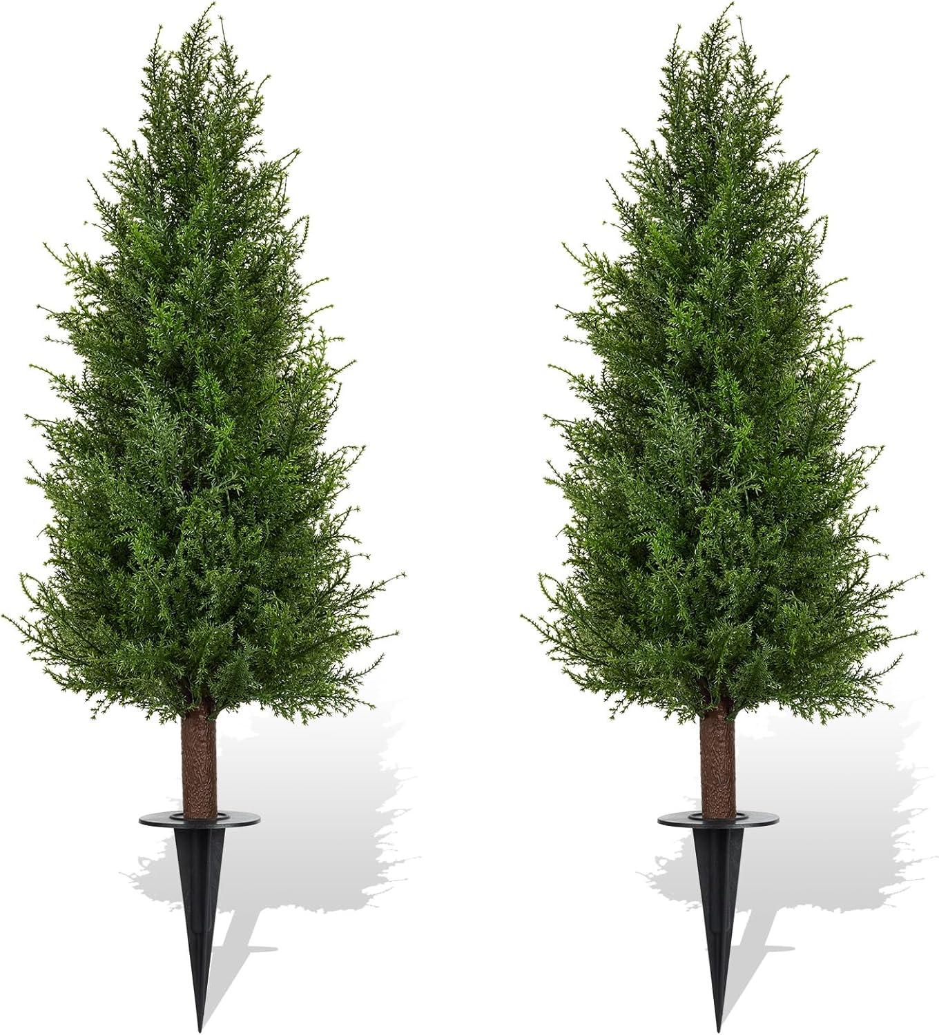 2 Pack 3ft Artificial Cedar Topiary Trees with Ground Spike, Realistic Fake Plants Tree UV Resistant Artificial Plants Indoor Outdoor Faux Plants Evergreen Bushes Shrubs for Porch Garden Office
