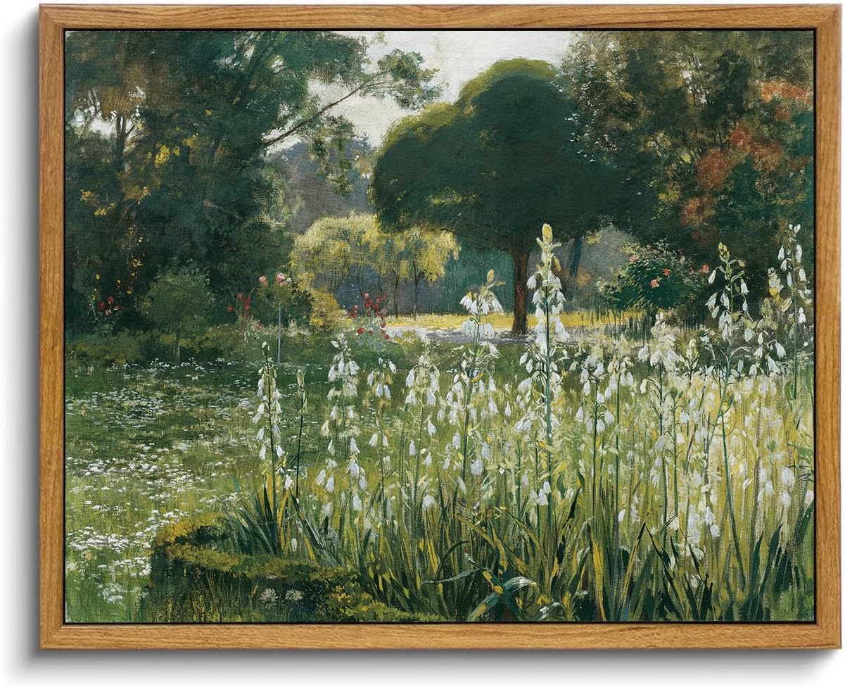 OIQArtOIQ Framed Canvas Wall Art,Vintage Decor,Landscape Nature Country Wildflower Paintings Farmhouse Pictures Modern Artwork Rustic Fall Flower Prints Cottagecore Office Living Room Bedroom Bathroom