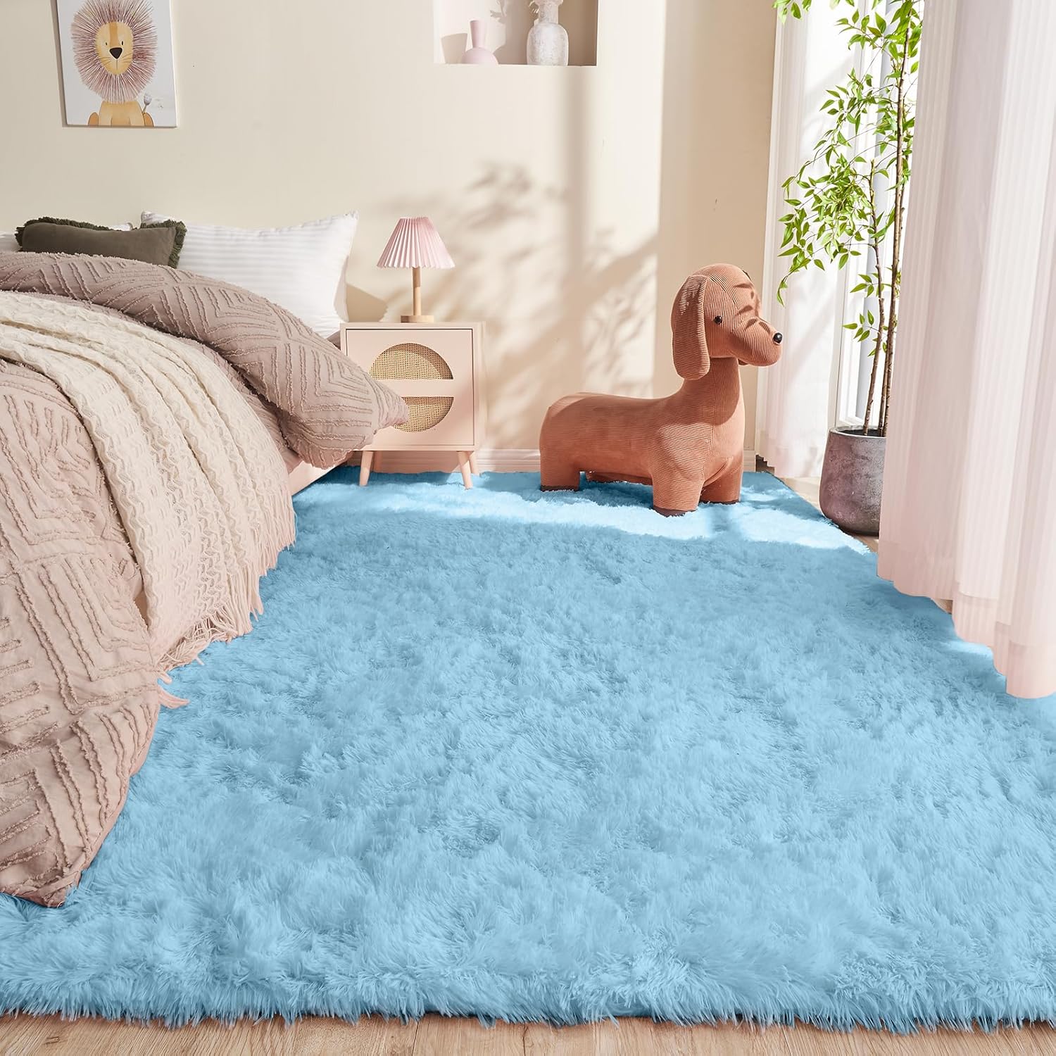 OPPODREAM 9x12 Pink Rugs for Bedroom, Ultra-Soft Fluffy Area Rugs for Living Room, 9 x 12 Shag Carpet for Nursery, Kids, Girl, Boy, Baby, Plush, Fuzzy, Shaggy, Cute Home Decor