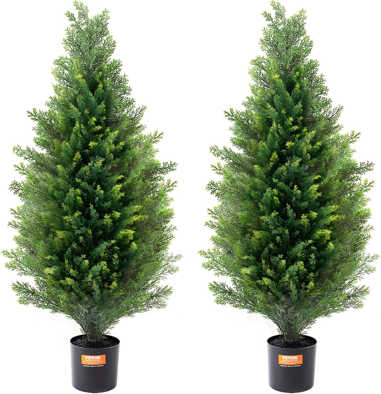VEVOR Artificial Cedar Topiary Trees, 48 inch 2 Set Faux Pine Shrubs Plants, Fake Silk Tree Look Real, Easy Assembly for Decor Front Porch Outdoor Patio Garden Balcony Backyard Indoor Office
