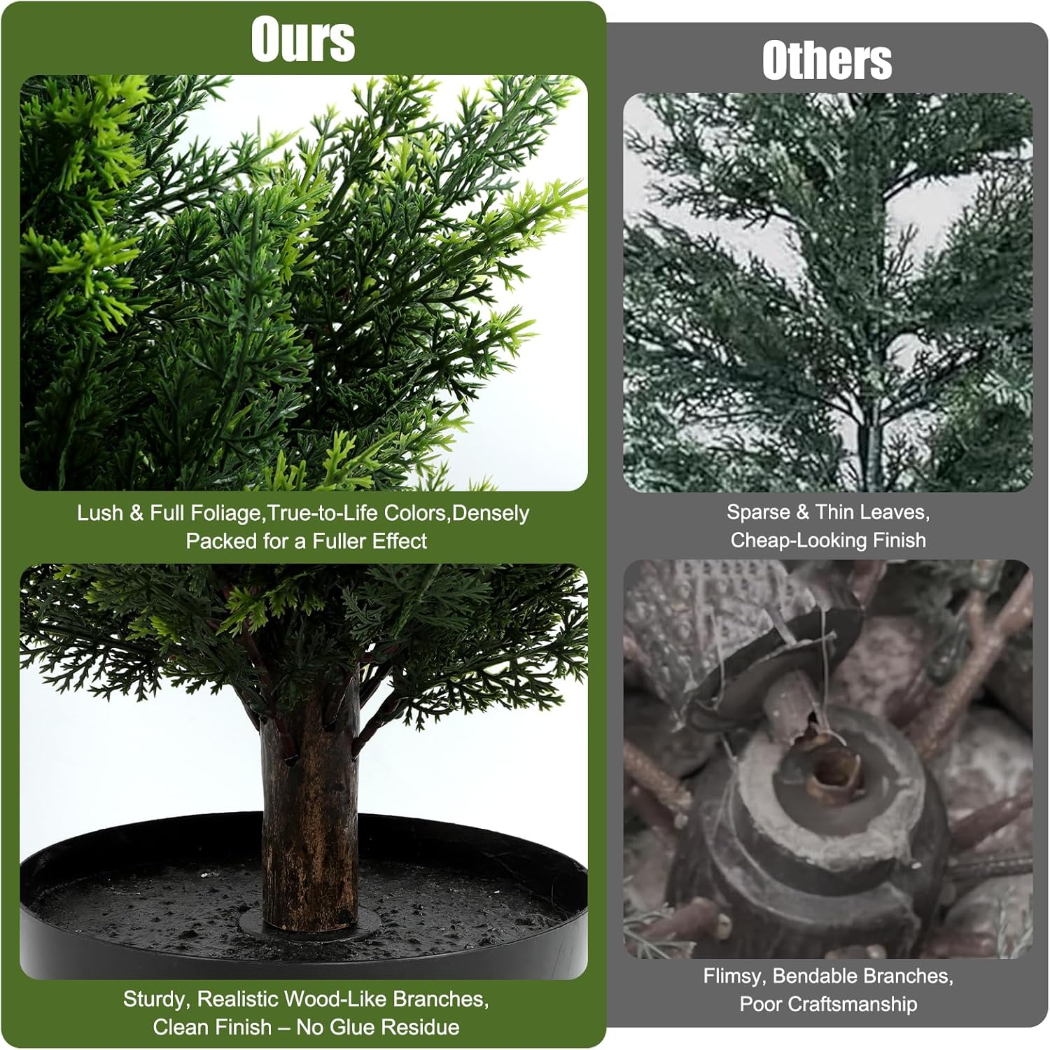 Artificial Cedar Topiary Tree 4FT Set of 2, Outdoor Faux Evergreen Pine Shrubs,Realistic Fake Plants Front Porch Decor,Potted Fake Bushes Cypress Trees UV Resistant for Home Front Door