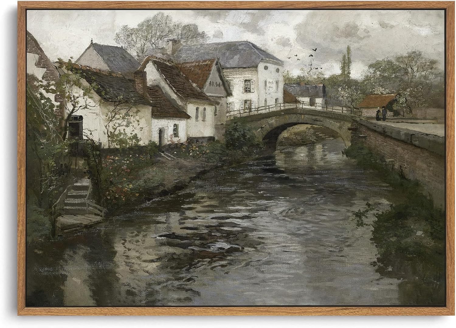 OIQArtOIQ Framed Canvas Wall Art,Vintage Decor,Landscape Nature Country Wildflower Paintings Farmhouse Pictures Modern Artwork Rustic Fall Flower Prints Cottagecore Office Living Room Bedroom Bathroom