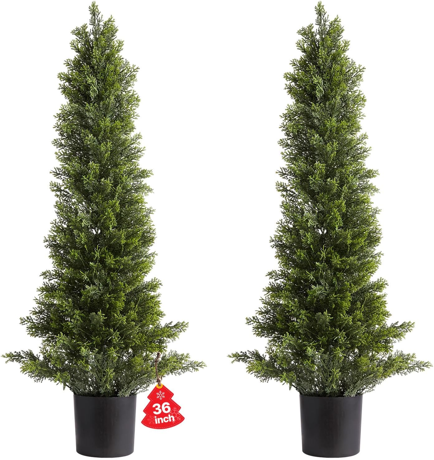 VEVOR Artificial Cedar Topiary Trees, 48 inch 2 Set Faux Pine Shrubs Plants, Fake Silk Tree Look Real, Easy Assembly for Decor Front Porch Outdoor Patio Garden Balcony Backyard Indoor Office