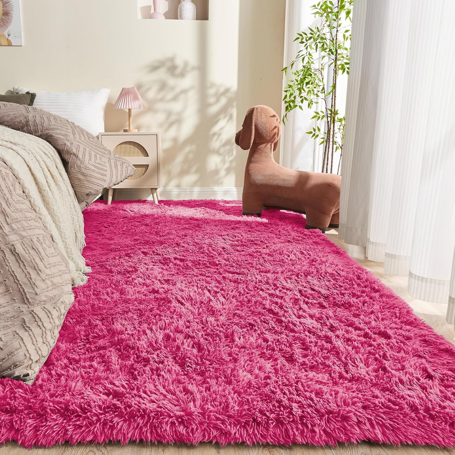 OPPODREAM 9x12 Pink Rugs for Bedroom, Ultra-Soft Fluffy Area Rugs for Living Room, 9 x 12 Shag Carpet for Nursery, Kids, Girl, Boy, Baby, Plush, Fuzzy, Shaggy, Cute Home Decor