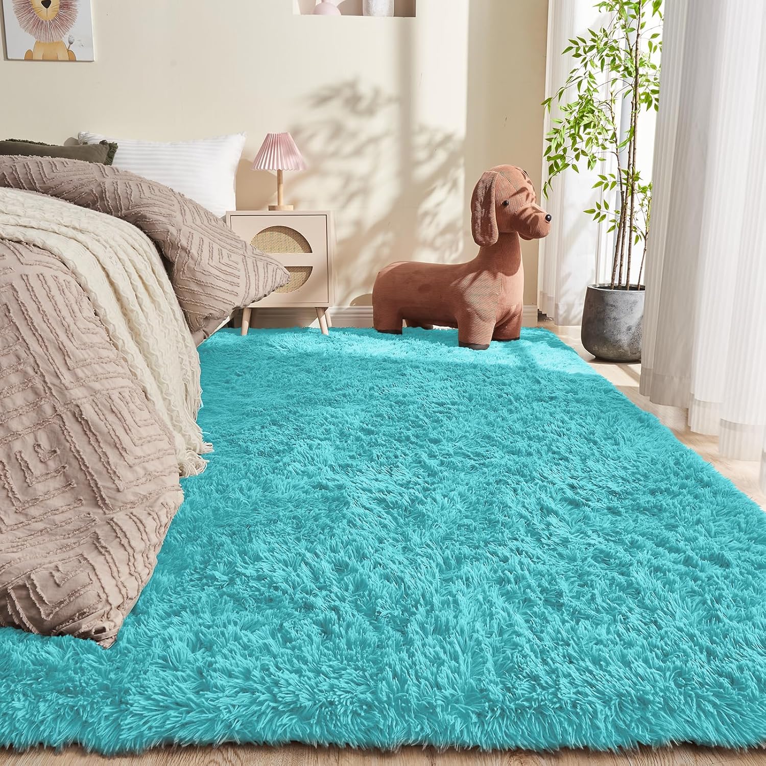 OPPODREAM 9x12 Pink Rugs for Bedroom, Ultra-Soft Fluffy Area Rugs for Living Room, 9 x 12 Shag Carpet for Nursery, Kids, Girl, Boy, Baby, Plush, Fuzzy, Shaggy, Cute Home Decor