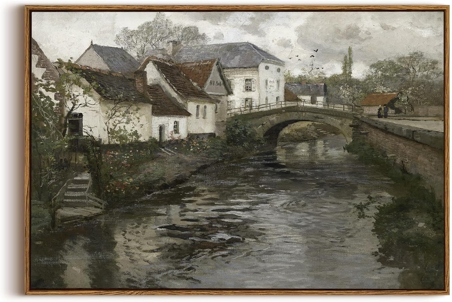 OIQArtOIQ Framed Canvas Wall Art,Vintage Decor,Landscape Nature Country Wildflower Paintings Farmhouse Pictures Modern Artwork Rustic Fall Flower Prints Cottagecore Office Living Room Bedroom Bathroom