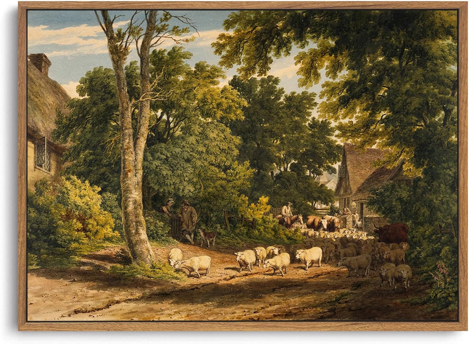 OIQArtOIQ Framed Canvas Wall Art,Vintage Decor,Landscape Nature Country Wildflower Paintings Farmhouse Pictures Modern Artwork Rustic Fall Flower Prints Cottagecore Office Living Room Bedroom Bathroom