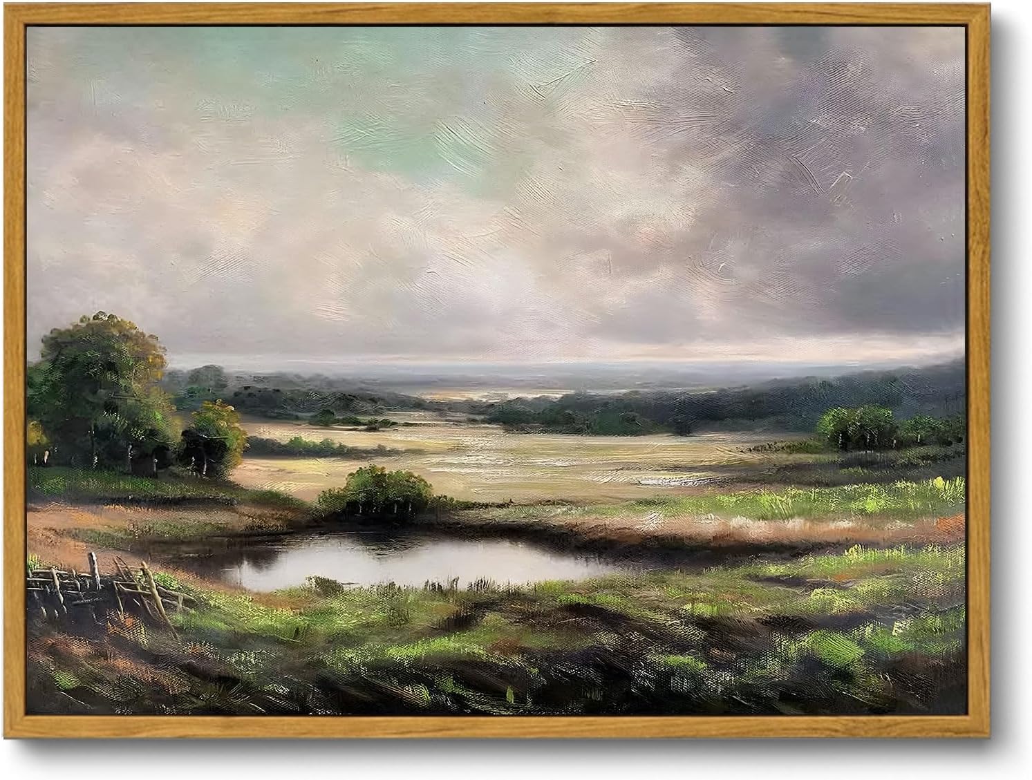 OIQArtOIQ Framed Canvas Wall Art,Vintage Decor,Landscape Nature Country Wildflower Paintings Farmhouse Pictures Modern Artwork Rustic Fall Flower Prints Cottagecore Office Living Room Bedroom Bathroom