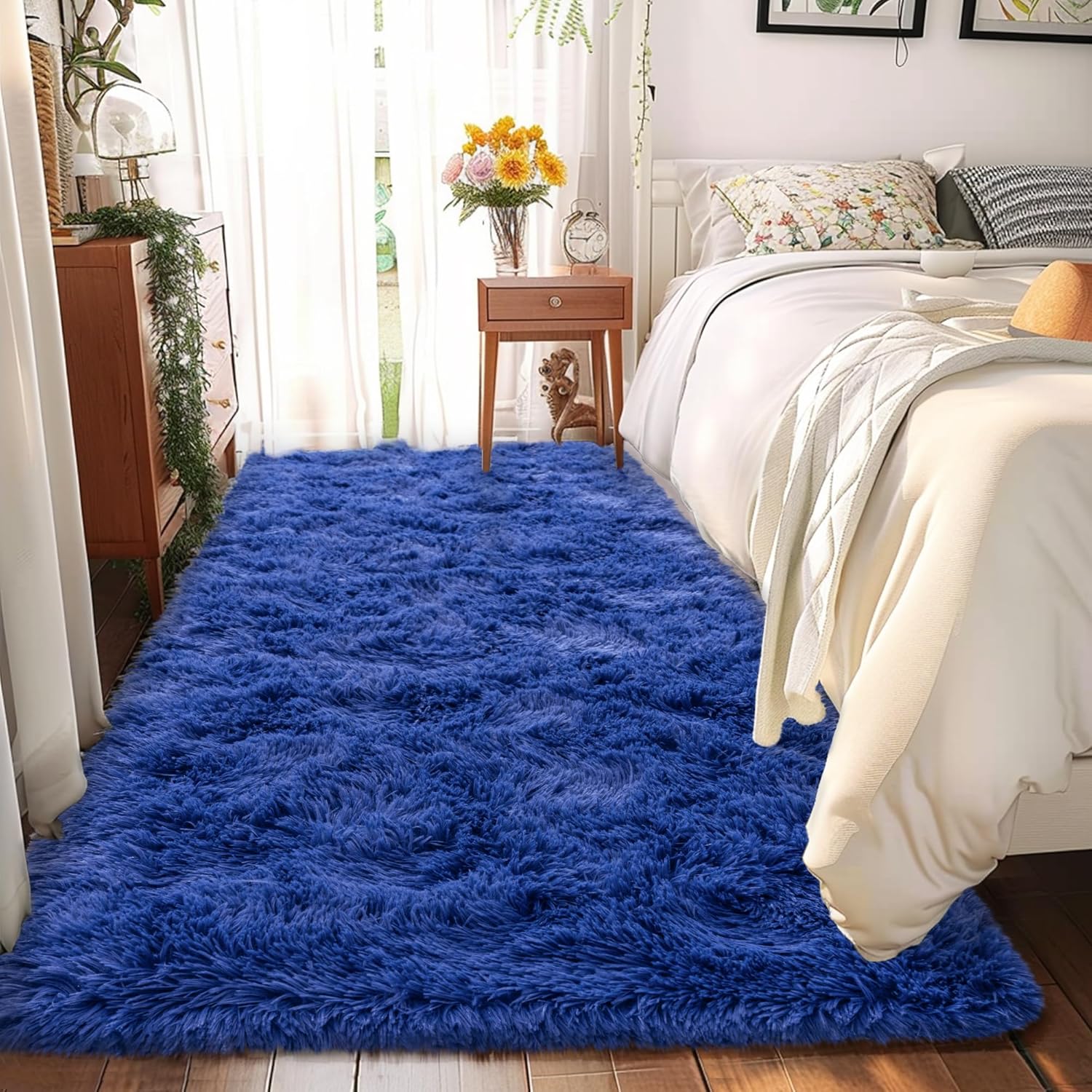 Awaytail Fluffy Area Rug 9x12 Living Room, Hot Pink Rugs for Bedroom Girls, Extra Large Rug Big Carpet 9 by 12 Fuschia