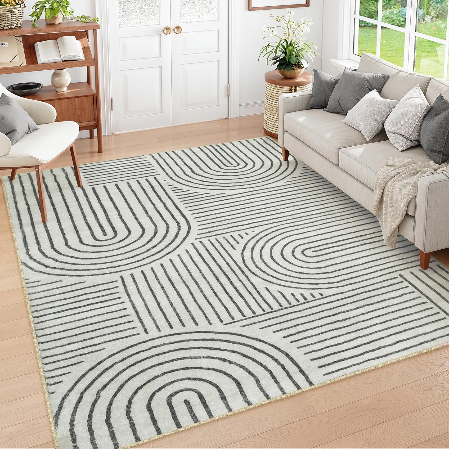 Lahome Abstract 8x10 Area Rugs, Soft Pink 8x10 Rugs for Living Room Bedroom Girls, Ultra-Thin Non-Shedding Accent Large Carpet for Office Dining Room (8x10ft,Pink)