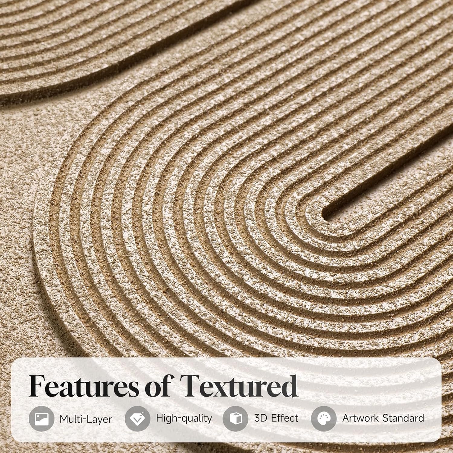 Large 3D Textured Framed Boho Neutral Abstract Wall Art for Living Room, 3 Piece Modern Paintings Artwork for Walls, Black White Brown Minimalist Geometric Pictures for Hallway Office Wall Decor 24x36 In