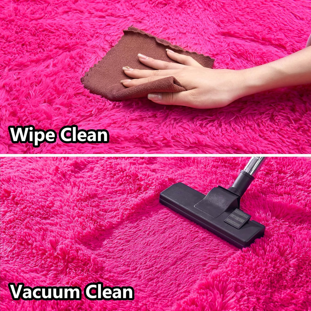 Awaytail Fluffy Area Rug 9x12 Living Room, Hot Pink Rugs for Bedroom Girls, Extra Large Rug Big Carpet 9 by 12 Fuschia