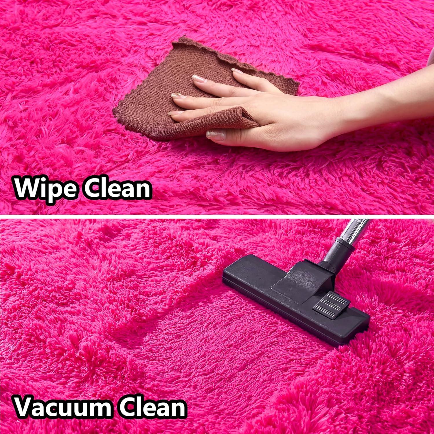 Awaytail Fluffy Area Rug 9x12 Living Room, Hot Pink Rugs for Bedroom Girls, Extra Large Rug Big Carpet 9 by 12 Fuschia