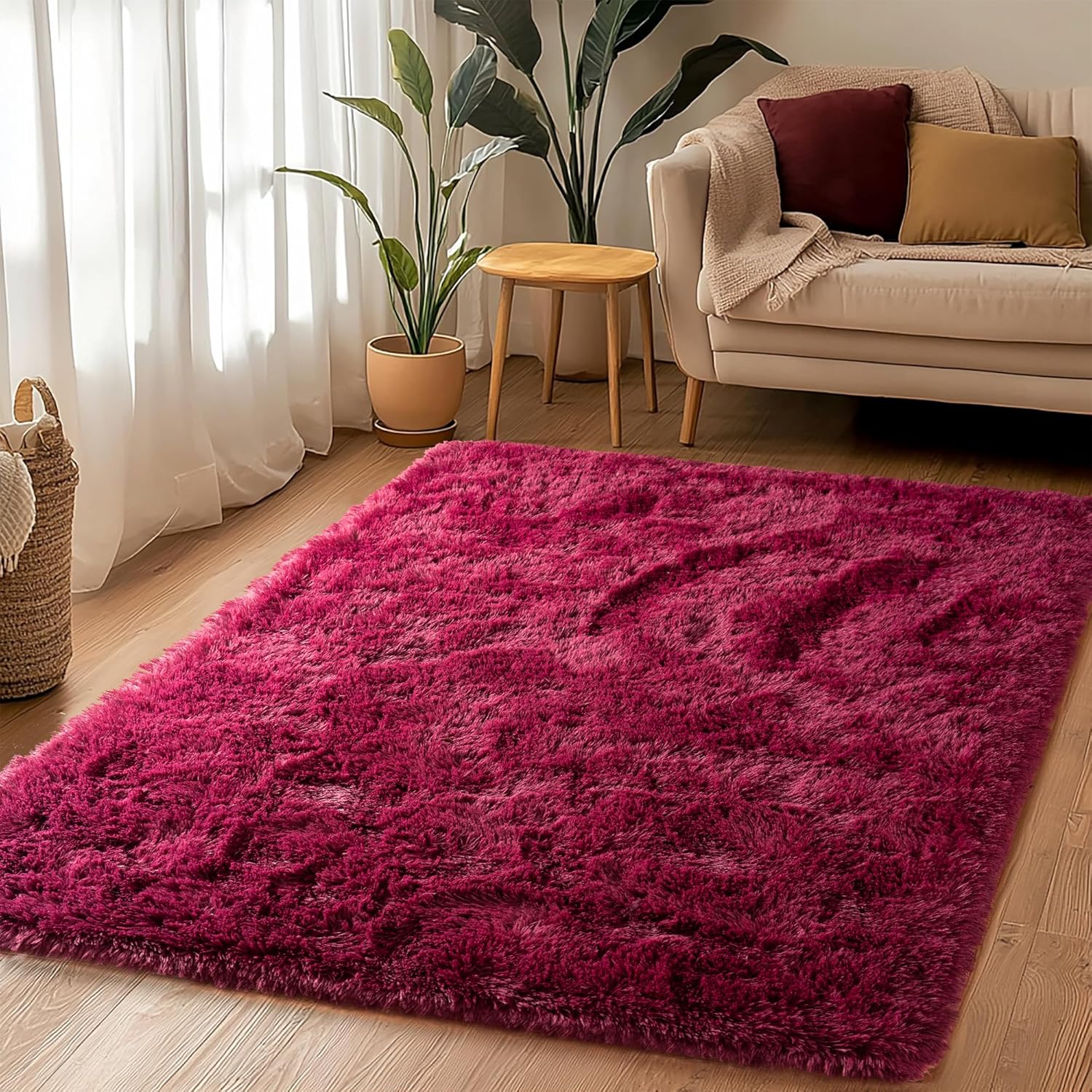 Awaytail Fluffy Area Rug 9x12 Living Room, Hot Pink Rugs for Bedroom Girls, Extra Large Rug Big Carpet 9 by 12 Fuschia