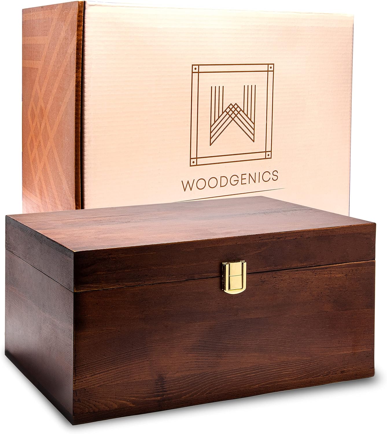 Wooden Gift Boxes - Large Memory Box For Keepsakes, Decorative Boxes With Lids, Wooden Box With Hinged Lid, Wood Boxes, Storage Box With Lid, Storage Box (Chocolate Brown)