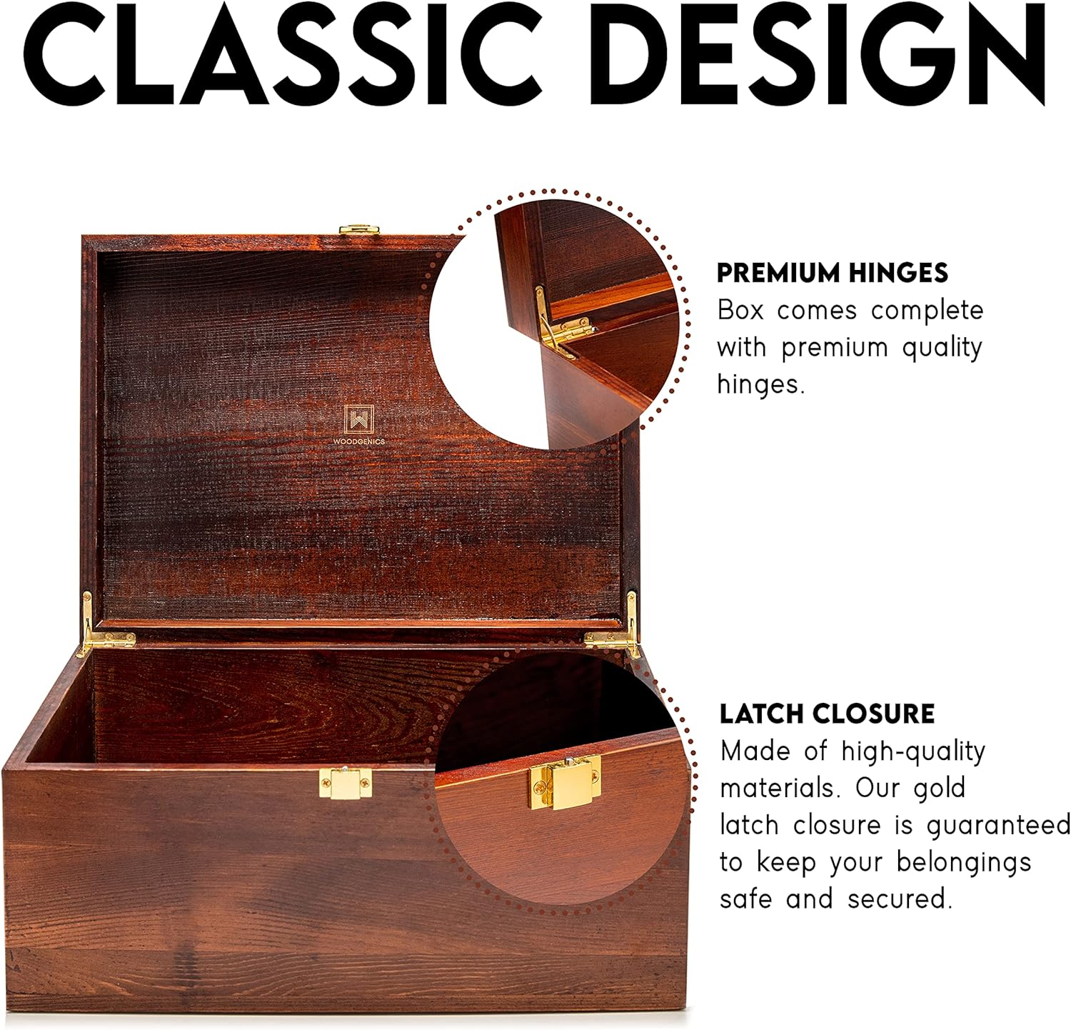 Wooden Gift Boxes - Large Memory Box For Keepsakes, Decorative Boxes With Lids, Wooden Box With Hinged Lid, Wood Boxes, Storage Box With Lid, Storage Box (Chocolate Brown)