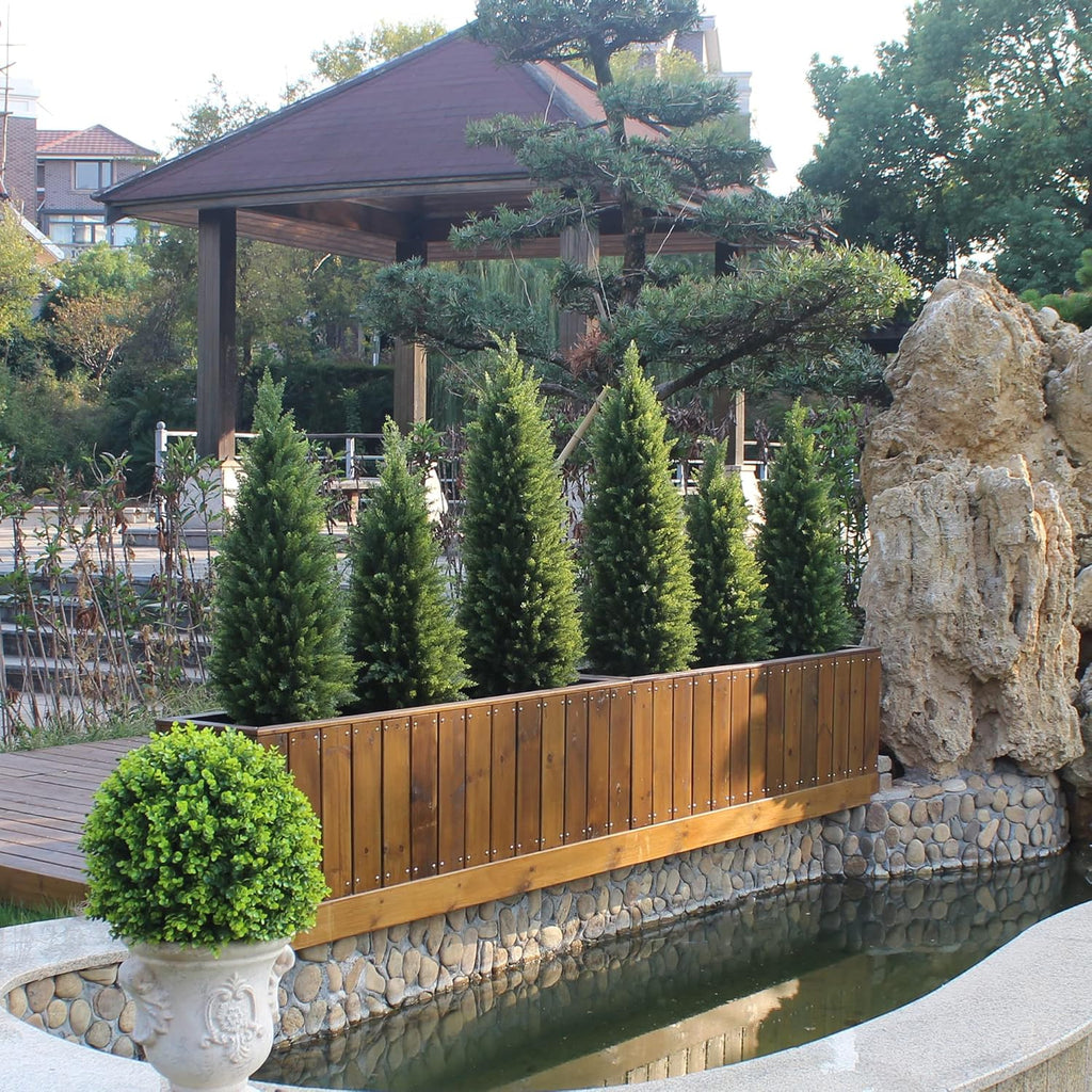 3ft Artificial Topiary Trees Artificial Cedar Trees UV Resistant Bushes Potted Set of 2 Faux Shrubs for Outdoor Indoor Front Porch Garden