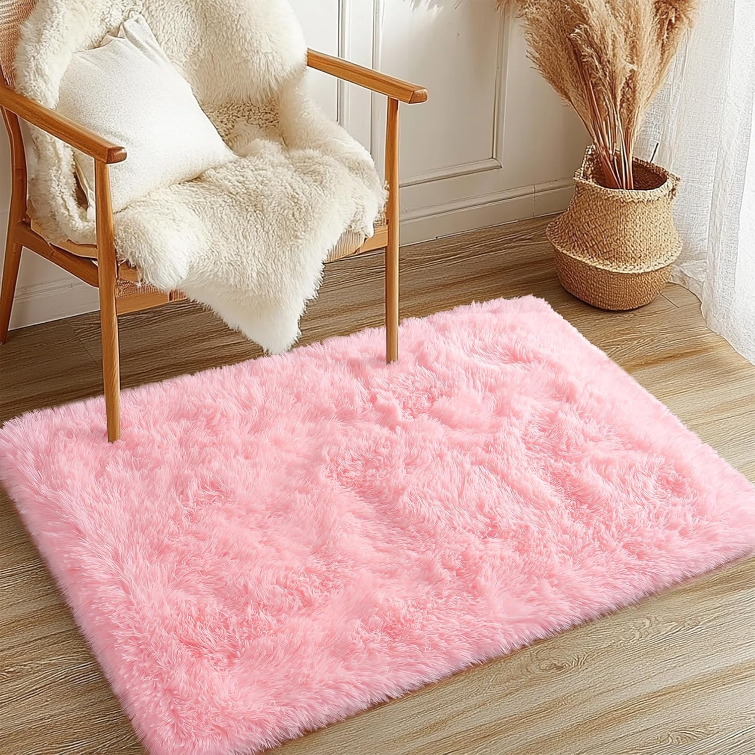 Awaytail Fluffy Area Rug 9x12 Living Room, Hot Pink Rugs for Bedroom Girls, Extra Large Rug Big Carpet 9 by 12 Fuschia