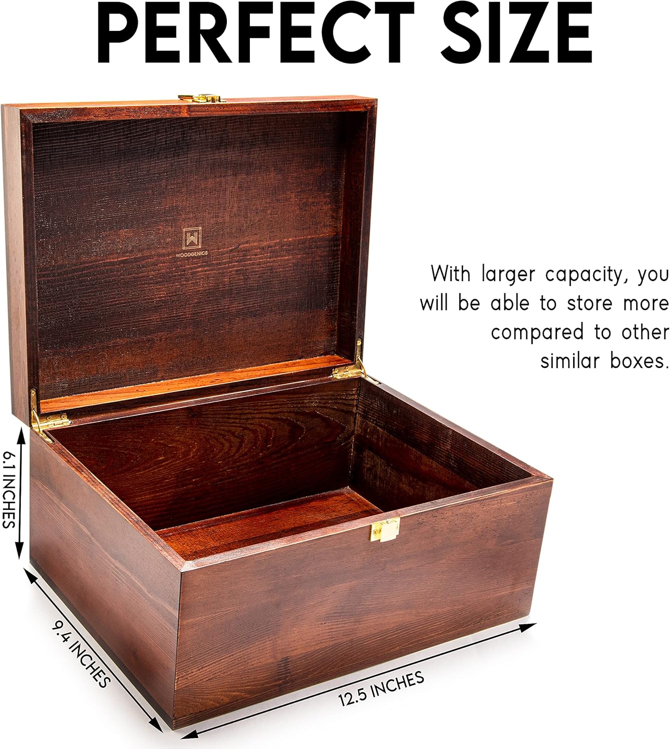 Wooden Gift Boxes - Large Memory Box For Keepsakes, Decorative Boxes With Lids, Wooden Box With Hinged Lid, Wood Boxes, Storage Box With Lid, Storage Box (Chocolate Brown)