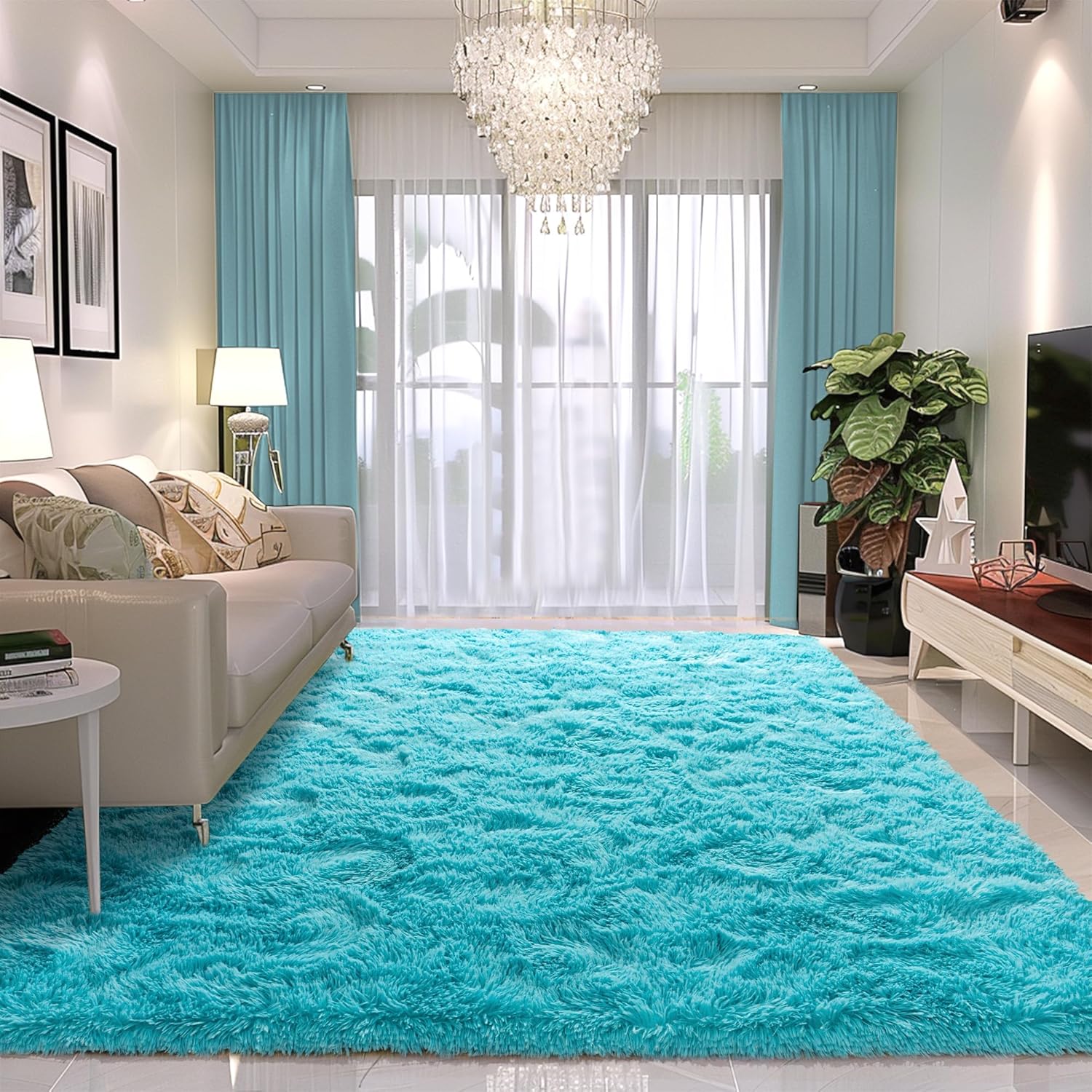 Awaytail Fluffy Area Rug 9x12 Living Room, Hot Pink Rugs for Bedroom Girls, Extra Large Rug Big Carpet 9 by 12 Fuschia