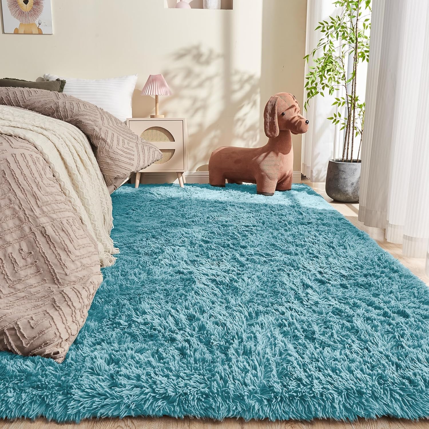 OPPODREAM 9x12 Pink Rugs for Bedroom, Ultra-Soft Fluffy Area Rugs for Living Room, 9 x 12 Shag Carpet for Nursery, Kids, Girl, Boy, Baby, Plush, Fuzzy, Shaggy, Cute Home Decor