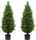 3ft Artificial Topiary Trees Artificial Cedar Trees UV Resistant Bushes Potted Set of 2 Faux Shrubs for Outdoor Indoor Front Porch Garden