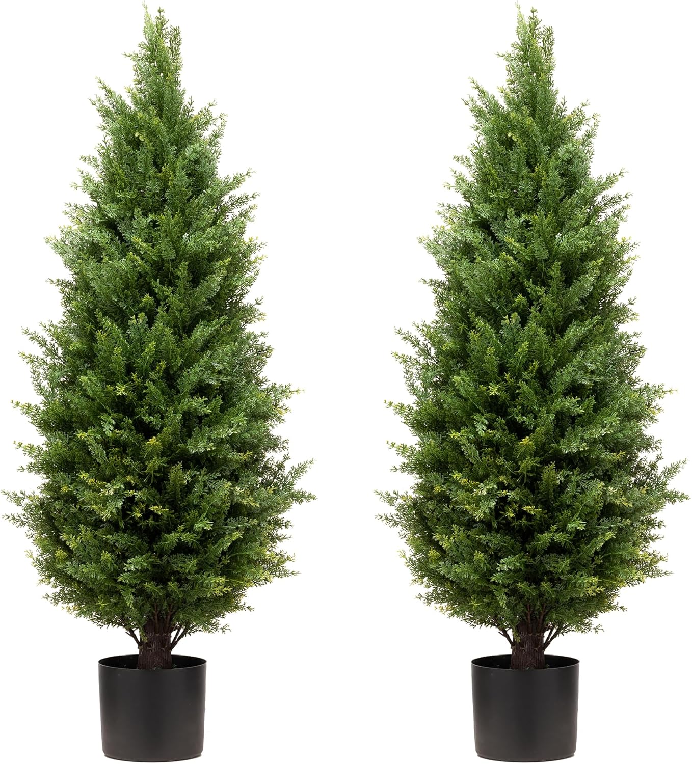 3ft Artificial Topiary Trees Artificial Cedar Trees UV Resistant Bushes Potted Set of 2 Faux Shrubs for Outdoor Indoor Front Porch Garden