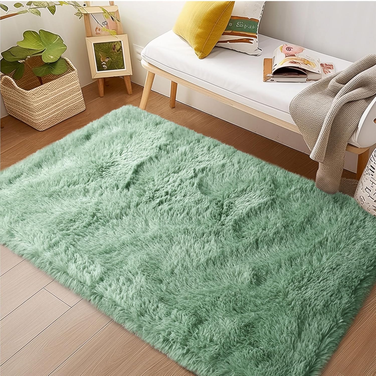 Awaytail Fluffy Area Rug 9x12 Living Room, Hot Pink Rugs for Bedroom Girls, Extra Large Rug Big Carpet 9 by 12 Fuschia