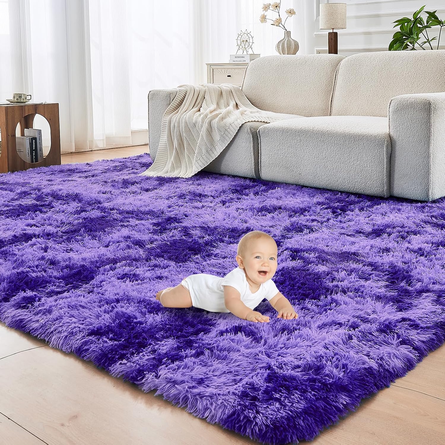 OPPODREAM 9x12 Pink Rugs for Bedroom, Ultra-Soft Fluffy Area Rugs for Living Room, 9 x 12 Shag Carpet for Nursery, Kids, Girl, Boy, Baby, Plush, Fuzzy, Shaggy, Cute Home Decor